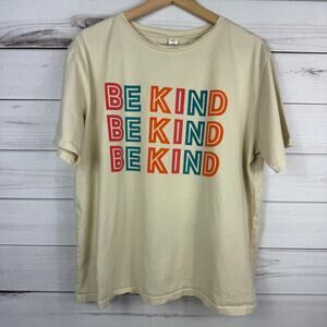 Women's BE KIND Cropped Cream Colored Short‎ Sleeve Graphic Tee XXL